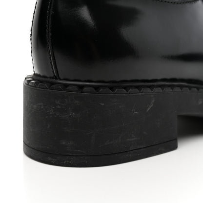 Prada Spazzolato Metal Triangle Logo 50mm Loafers 39 Black 10 of 13