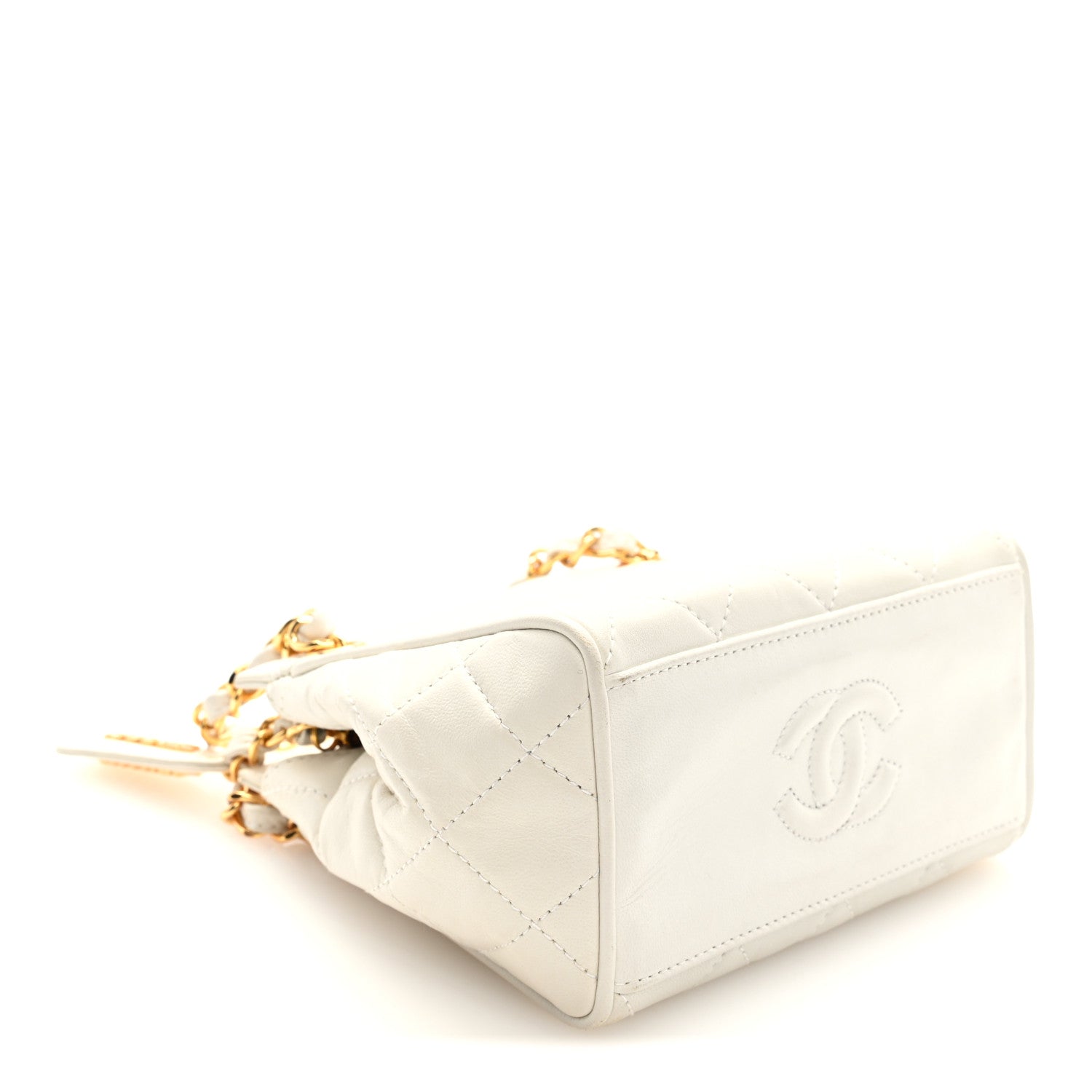 Chanel Lambskin Quilted Shoulder Bag White 4 of 10