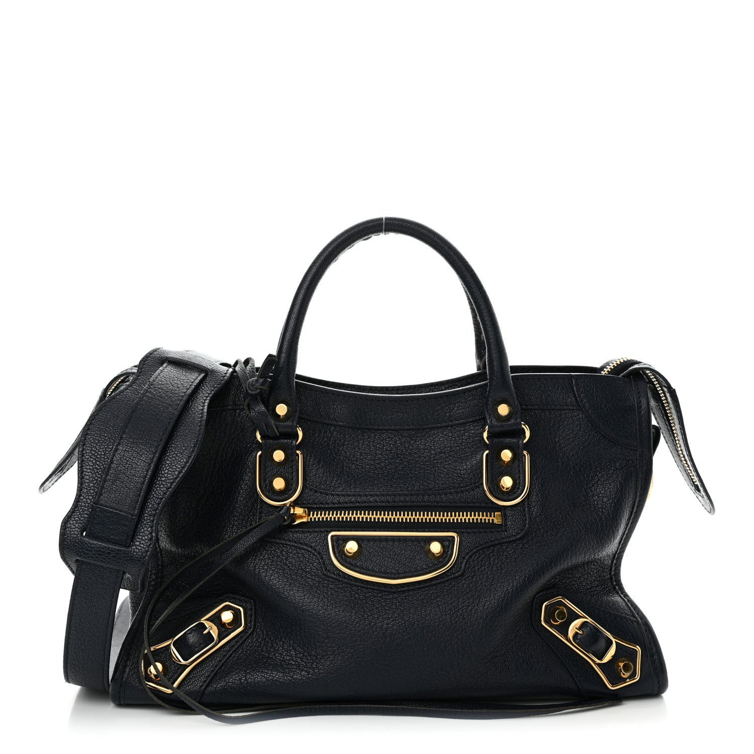 Balenciaga Chevre Gold Metallic Edge Hardware S City Bleu Nuit Dark Sea 1 of 13