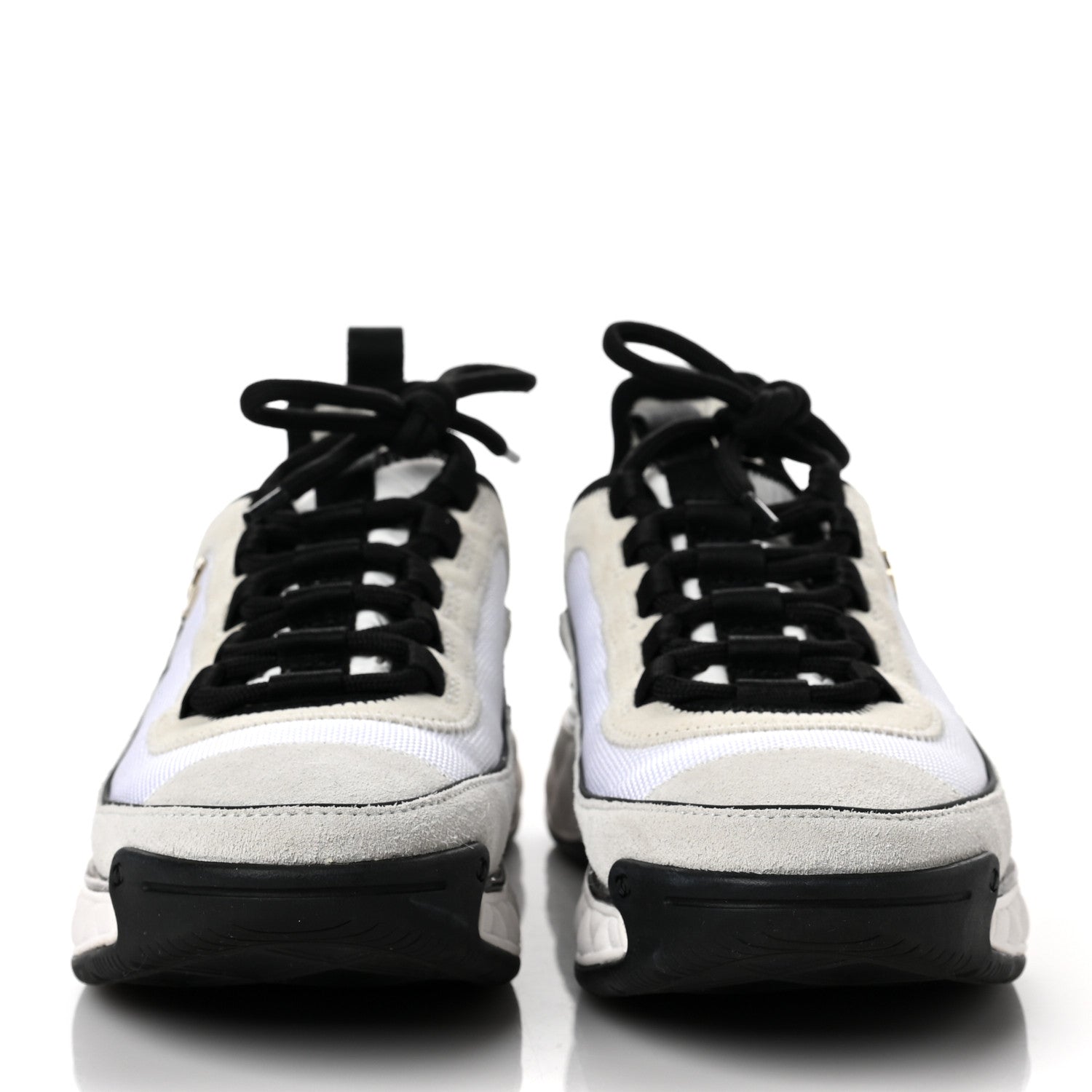 Chanel Velvet Calfskin Mixed Fibers CC Sneakers 38 White Black 2 of 9
