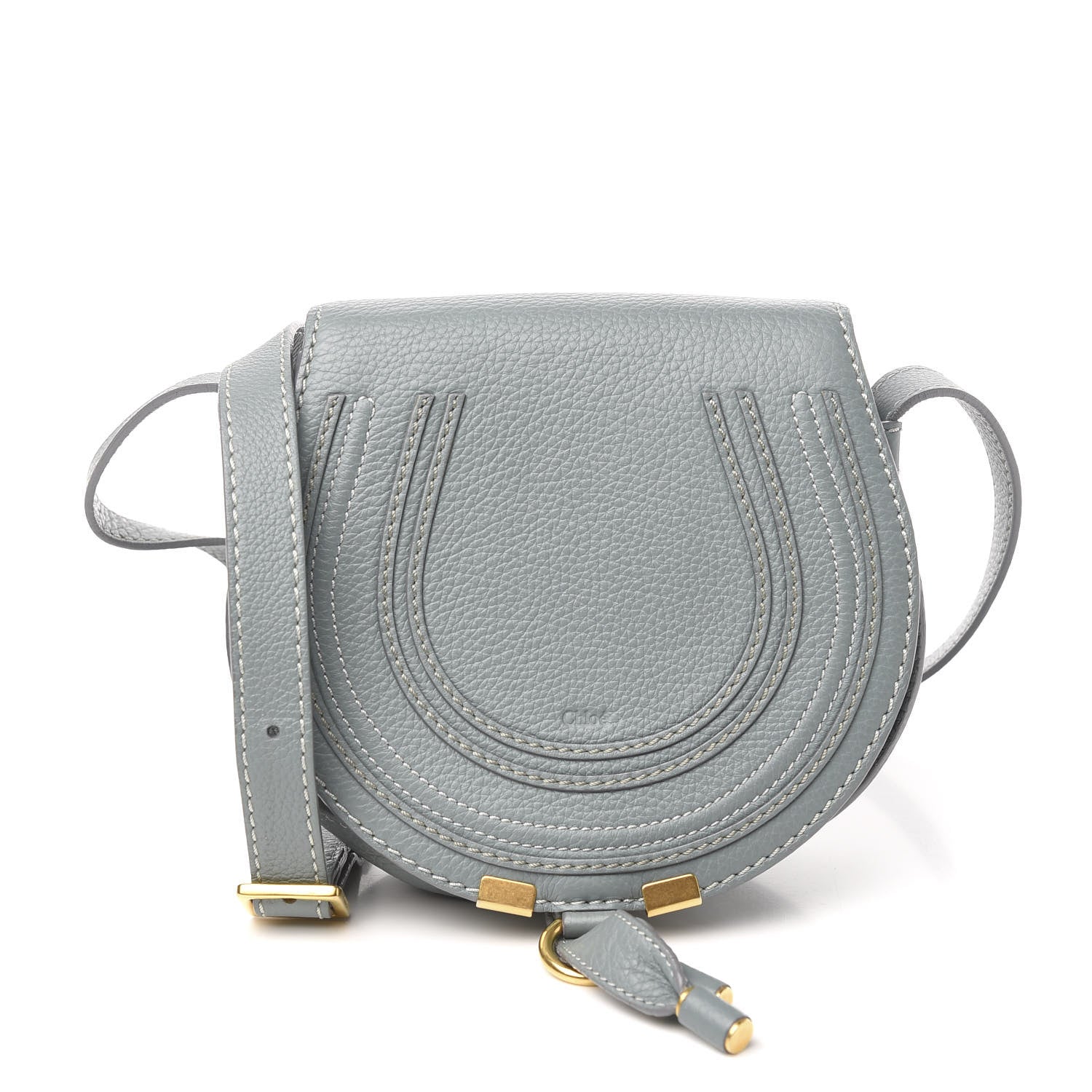 Chloe Calfskin Mini Marcie Round Crossbody Bag Faded Blue 1 of 10