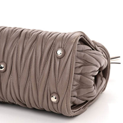 Miu Miu Nappa Matelasse Top Handle Tote Pomice 10 of 10