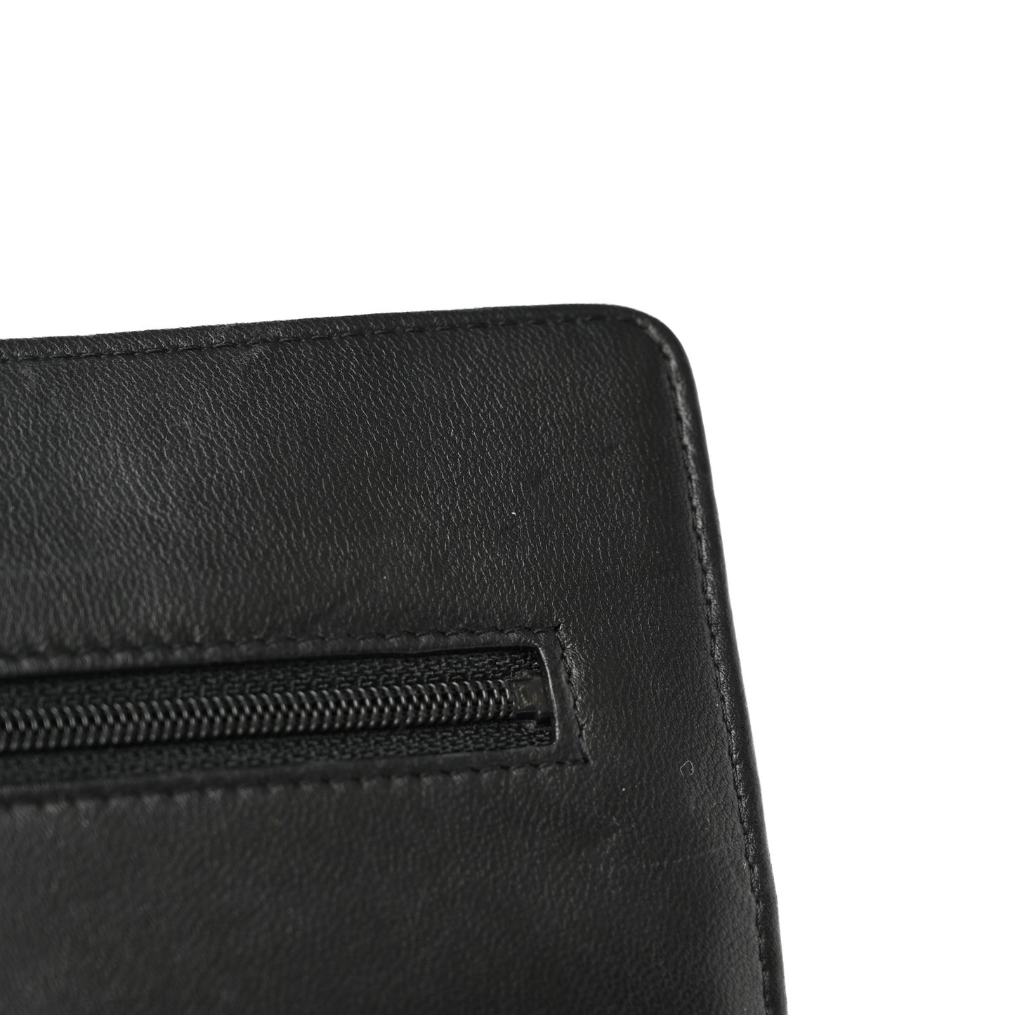 Lambskin Camellia Embossed Wallet On Chain WOC Black