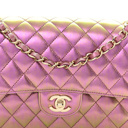 Chanel Iridescent Lambskin Quilted Medium Double Flap Purple 8 of 11