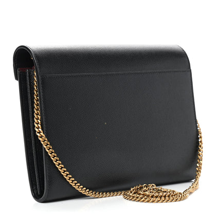 Saint Laurent Grain De Poudre Monogram Cassandra Chain Wallet Black 3 of 9