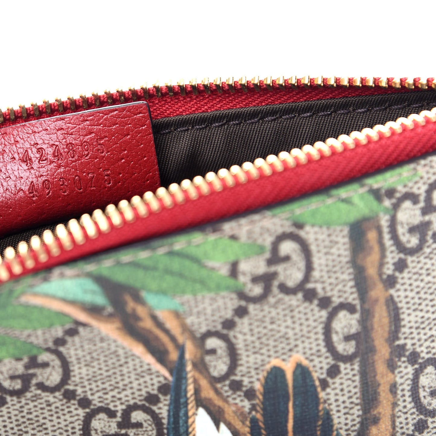 GG Supreme Monogram Tian Zip Pouch Beige Multicolor Red