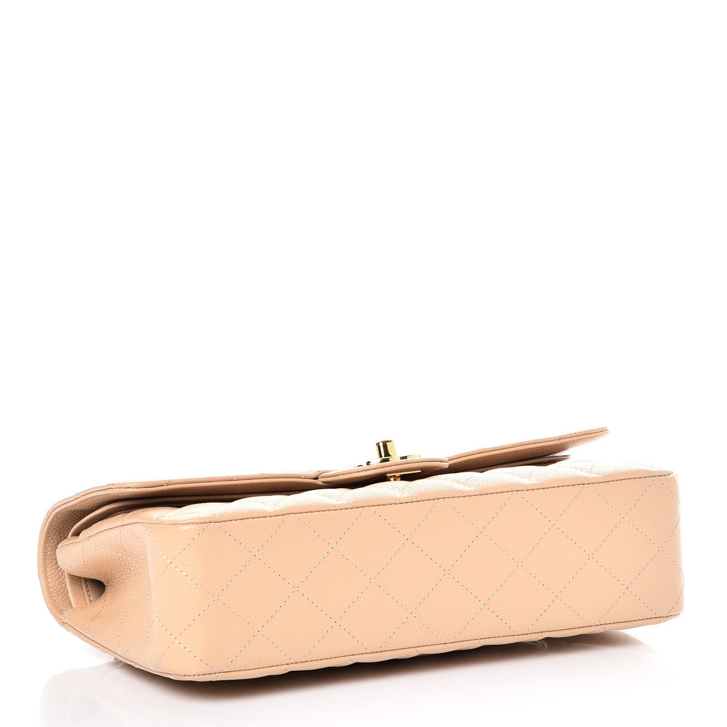Caviar Quilted Medium Double Flap Beige Clair