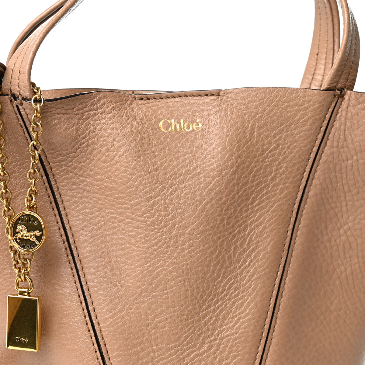 Chloe Grained Calfskin Small Spin Tote Woodrose 7 of 9