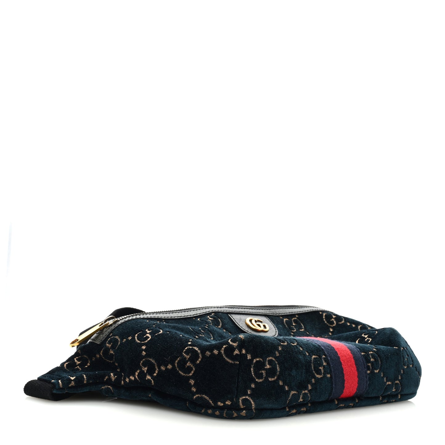Velvet GG Monogram Web Belt Bag Blue Beige