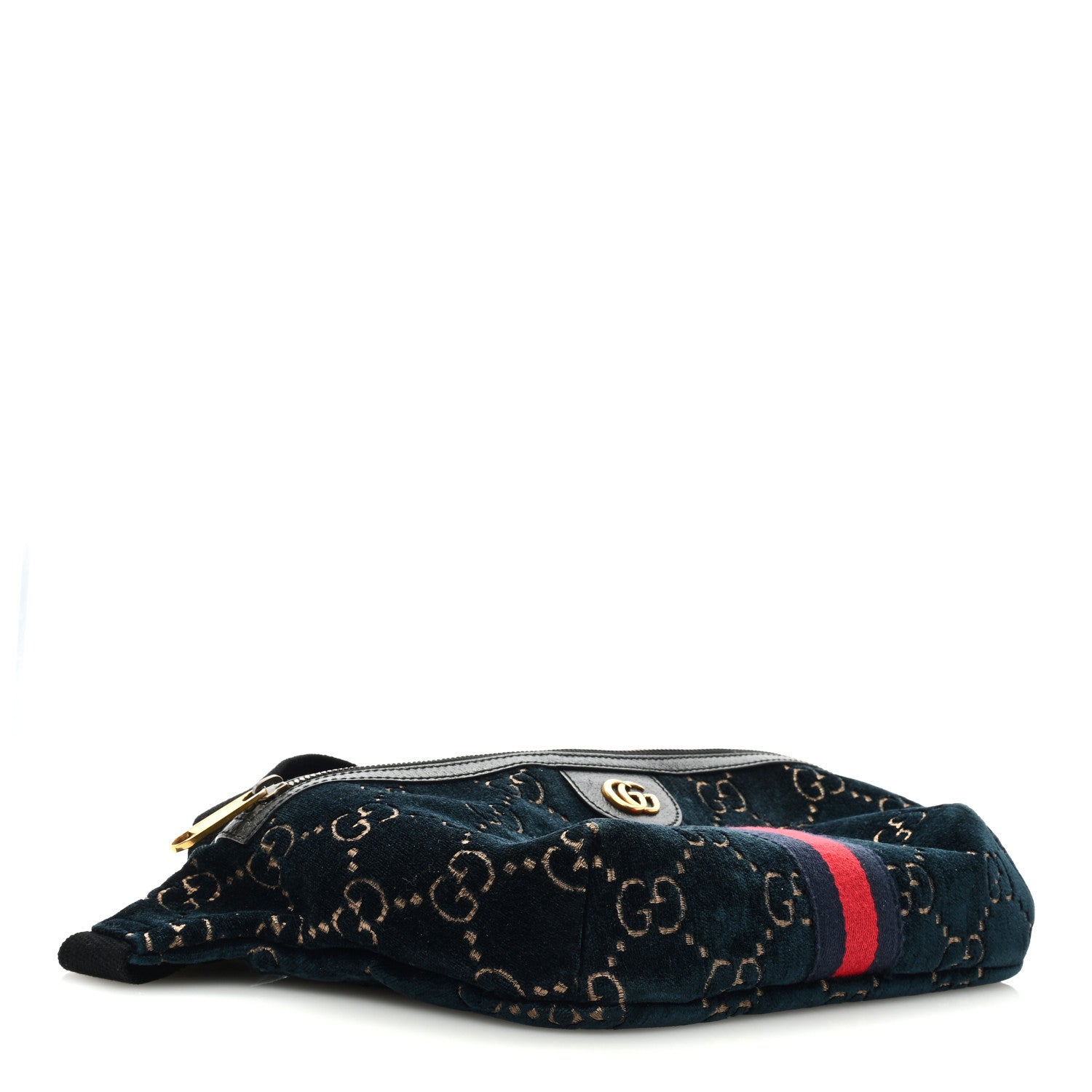 Gucci Velvet GG Monogram Web Belt Bag Blue Beige 4 of 9