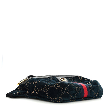 Gucci Velvet GG Monogram Web Belt Bag Blue Beige 4 of 9