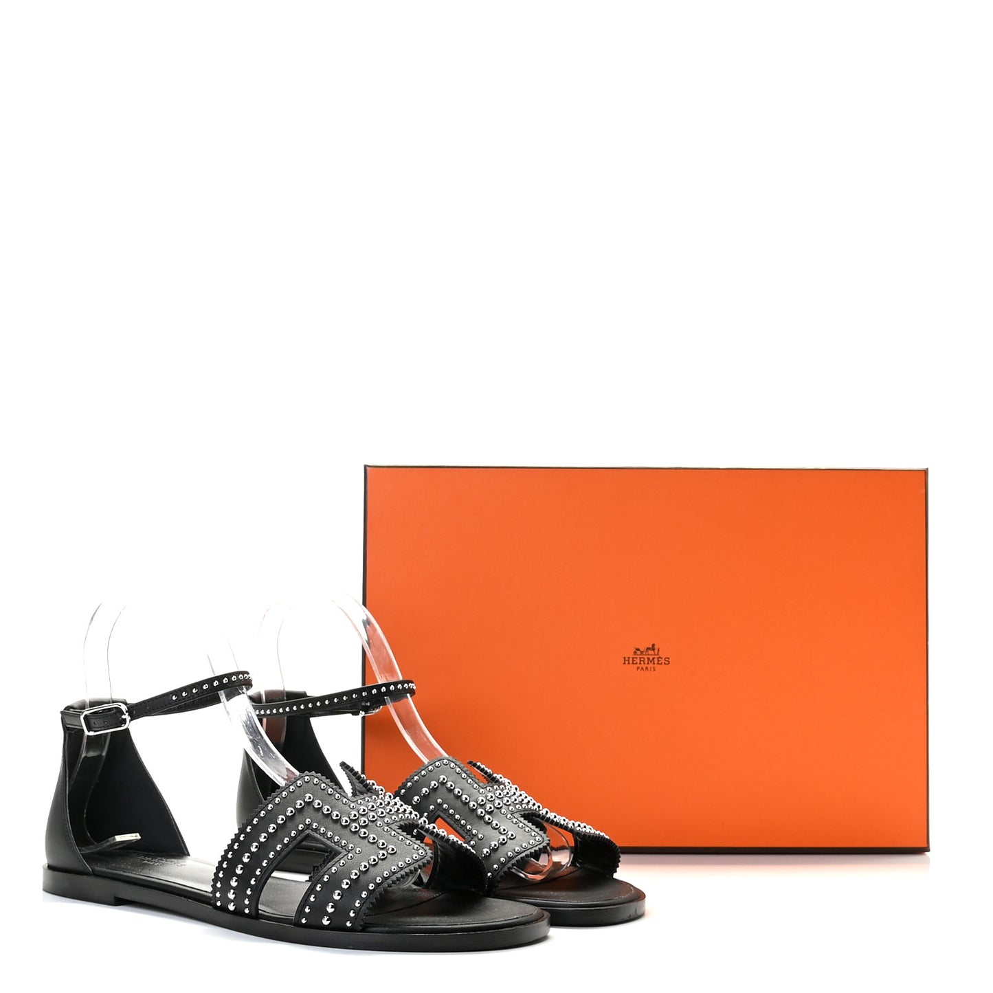 Calfskin Studded Santorini Sandals 38 Black