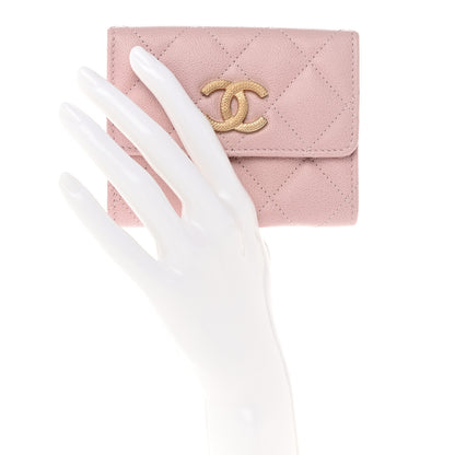 Chanel Caviar Quilted Studded CC Flap Card Holder Light Pink 2 of 9