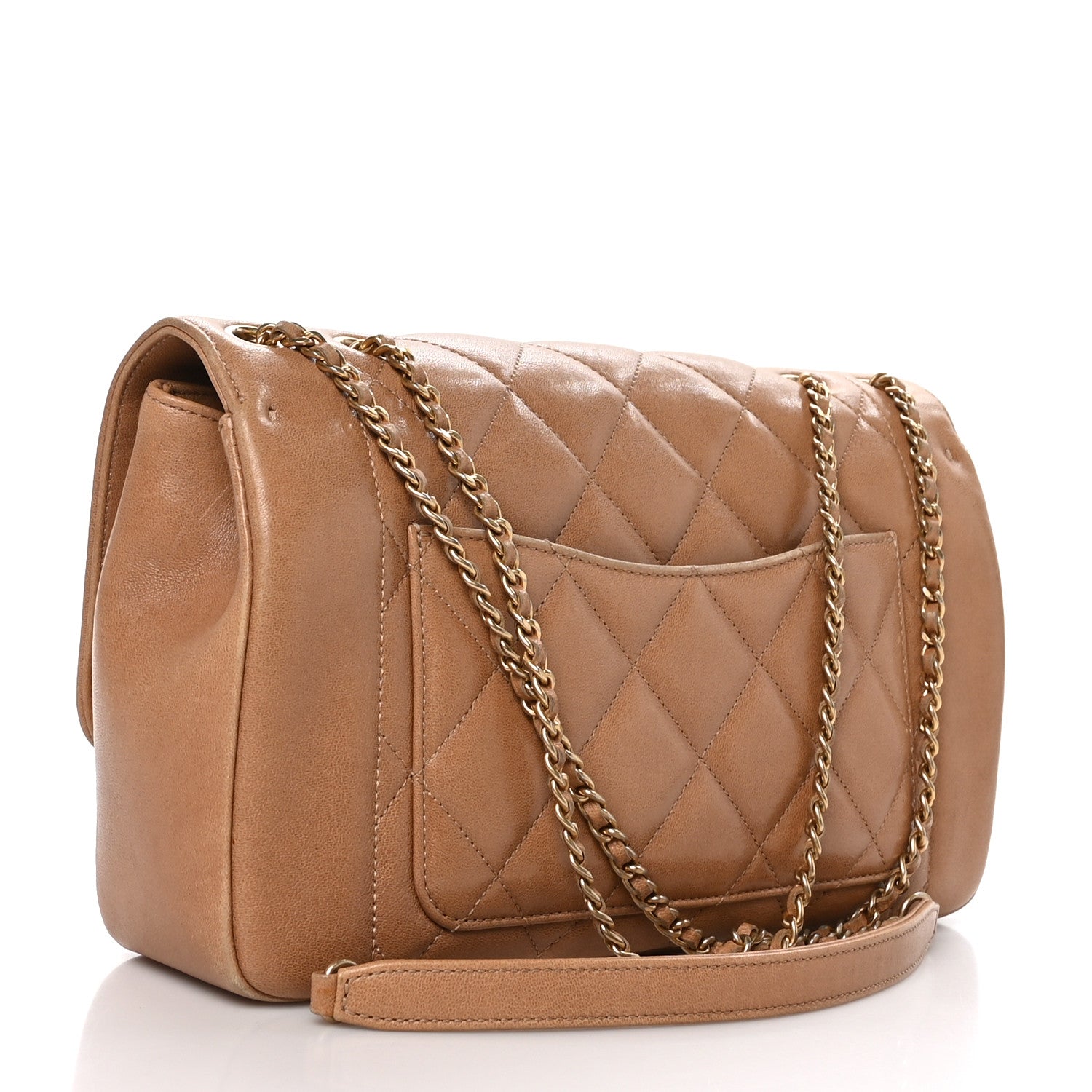 Chanel Lambskin Quilted Medium Single Flap Beige 3 of 12