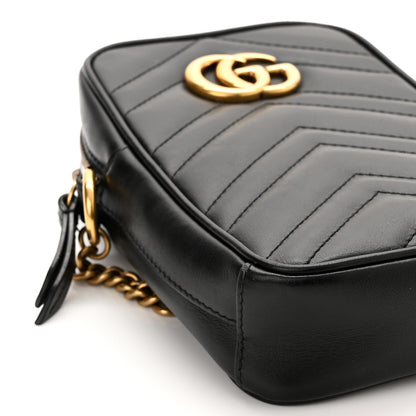 Gucci Calfskin Matelasse Mini GG Marmont Crossbody Bag Black 5 of 10