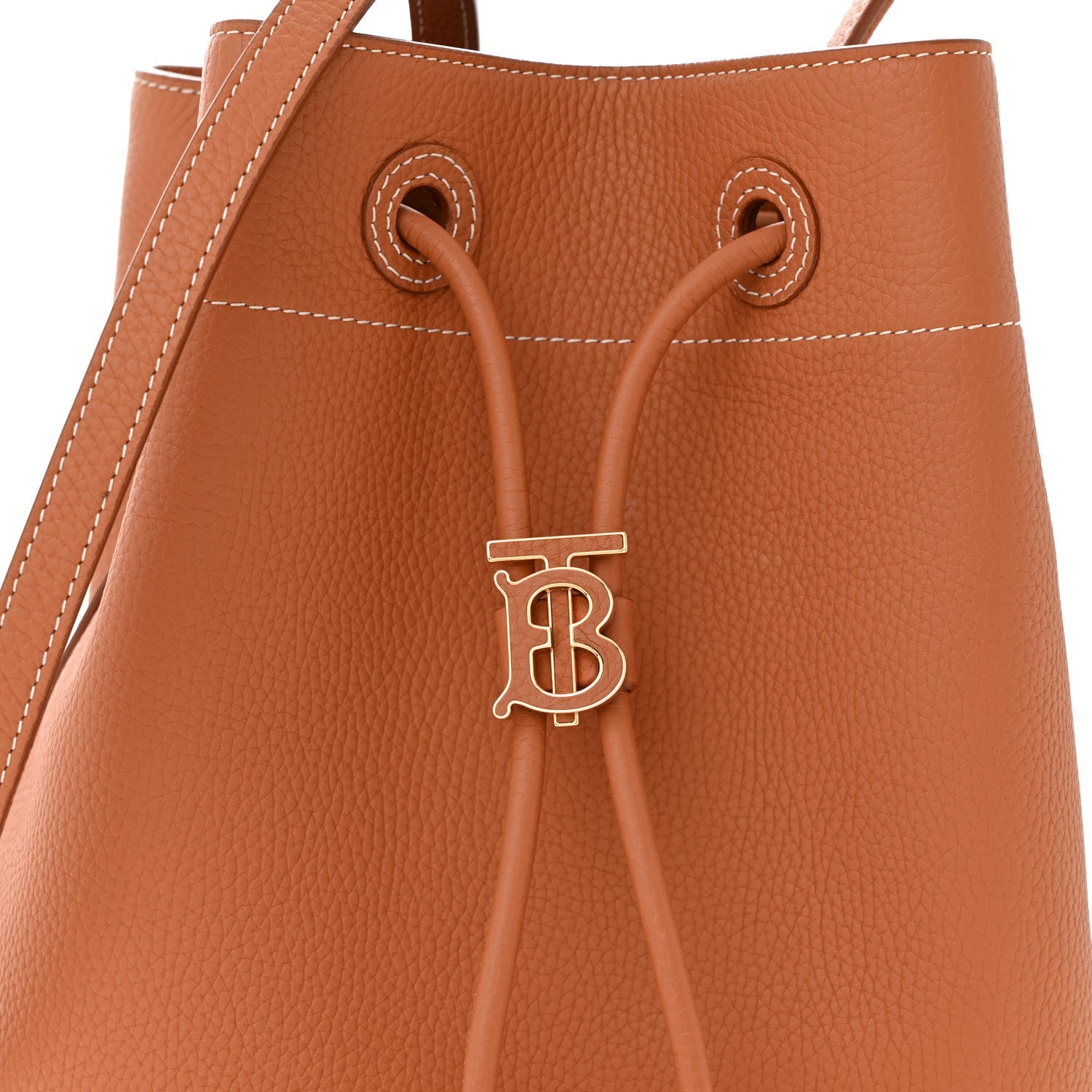 Burberry Grainy Calfskin Small TB Bucket Bag Russet Brown 7 of 11