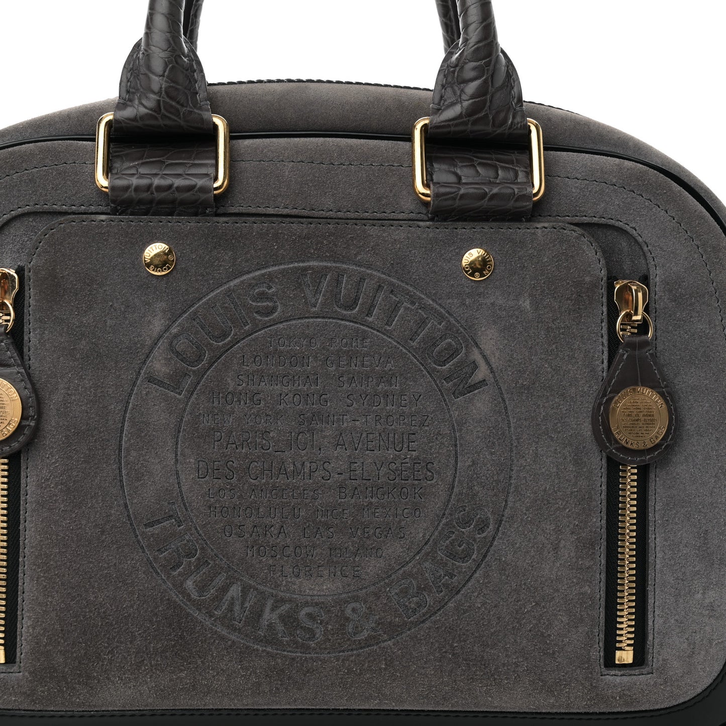 Suede Stamped Havane Bowler GM Grey