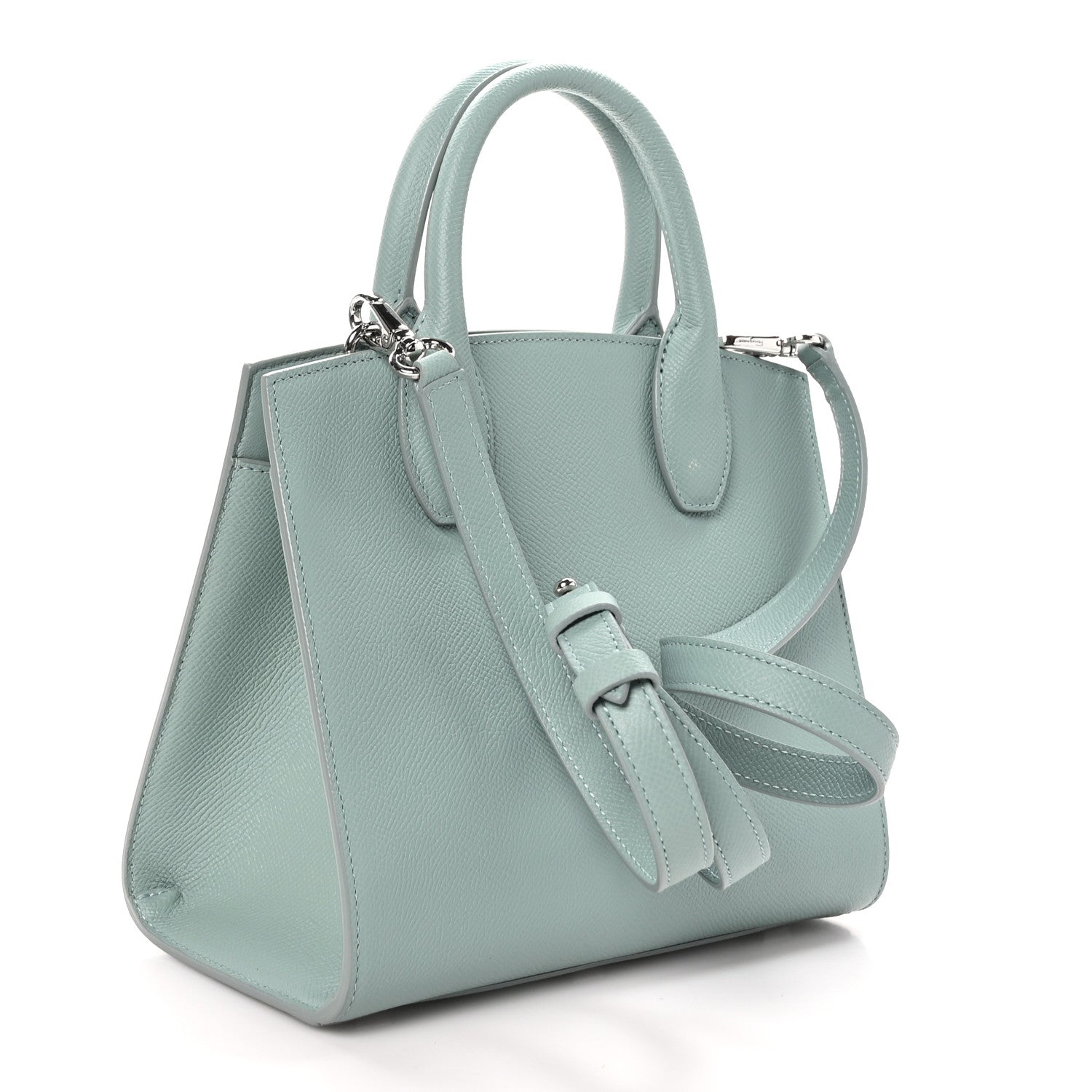 Salvatore Ferragamo Hammered Calfskin Small The Studio Box Bag Aqua Green 3 of 10