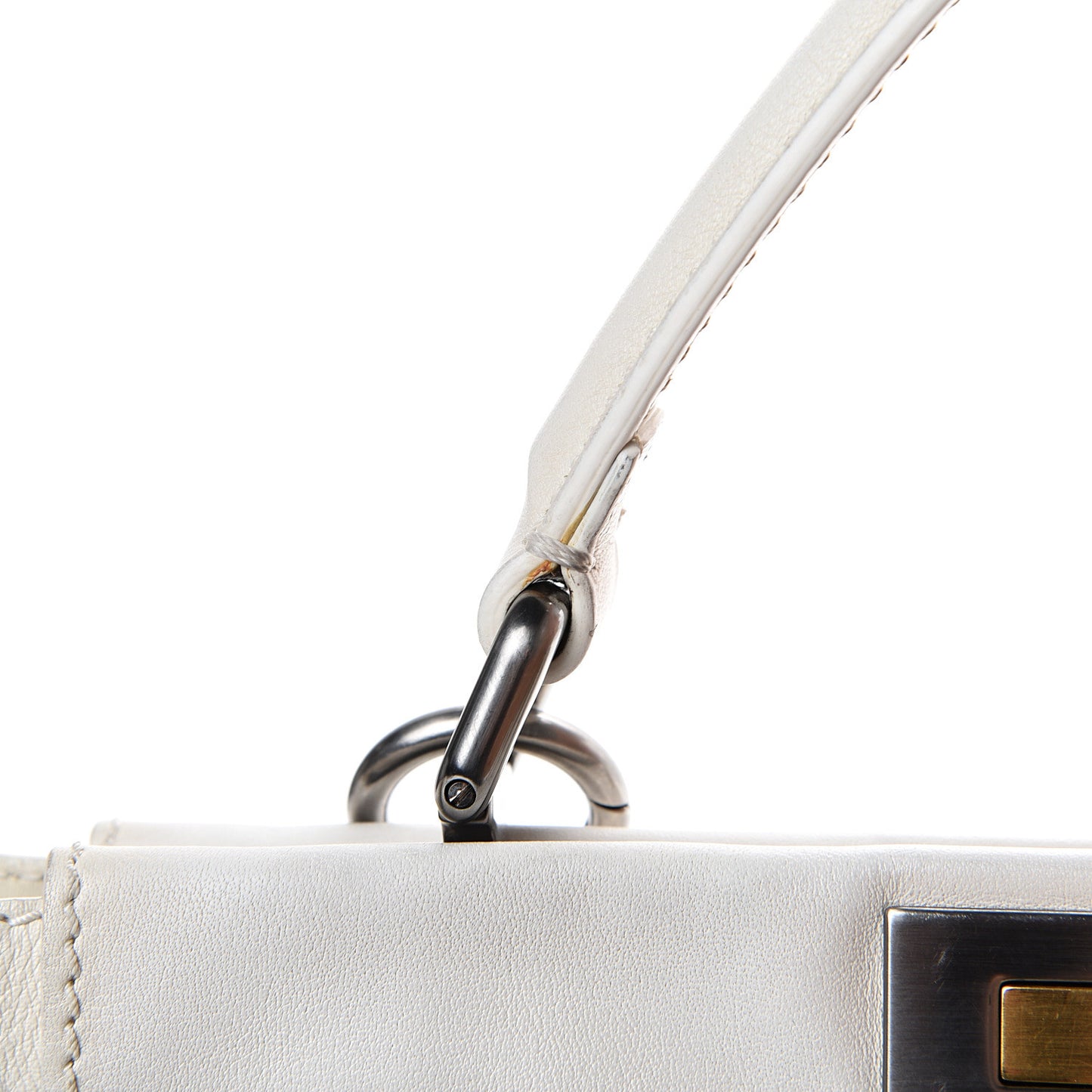 Vitello Suede Medium Peekaboo Iconic Satchel White