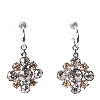 Chanel Crystal CC Drop Earrings Silver 1 of 6