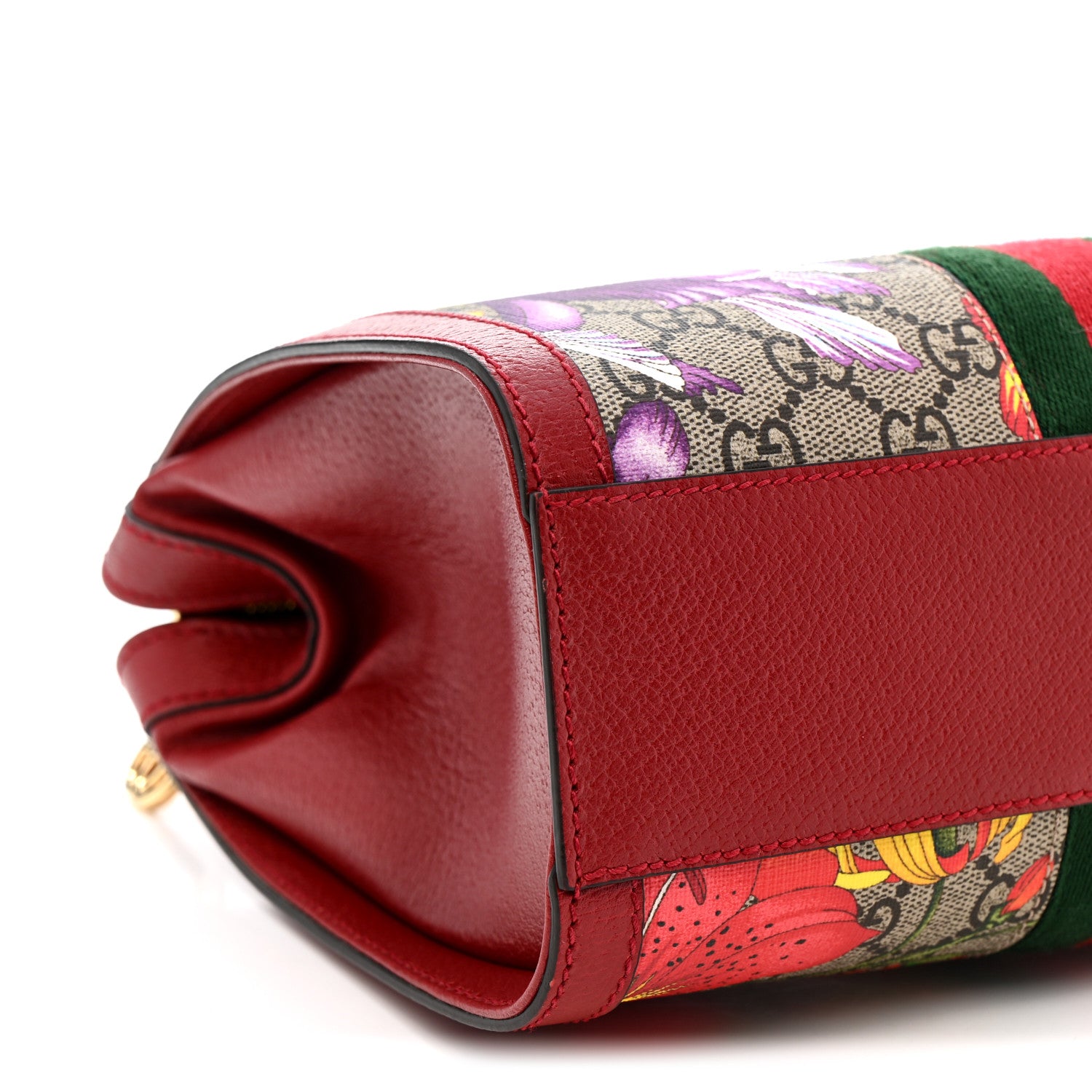 Gucci GG Supreme Monogram Flora Web Small Ophidia Tote Bag Red 10 of 11