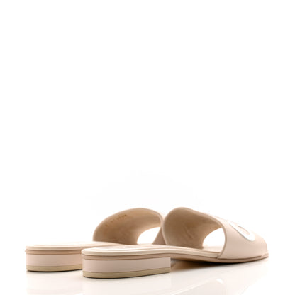 Chanel Calfskin Patent Calfskin Logo Mules 38.5 Beige 4 of 9