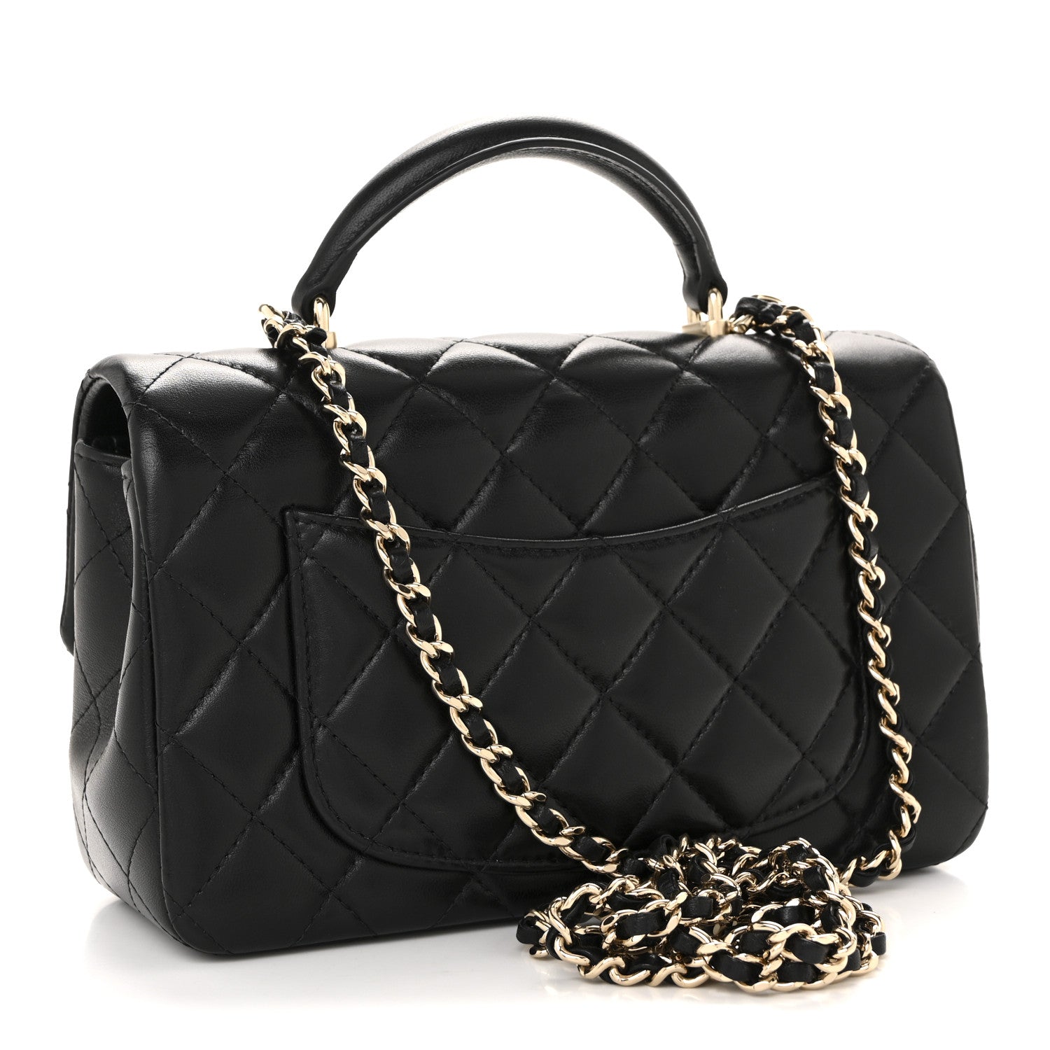 Chanel Lambskin Quilted Mini Top Handle Rectangular Flap Black 3 of 12