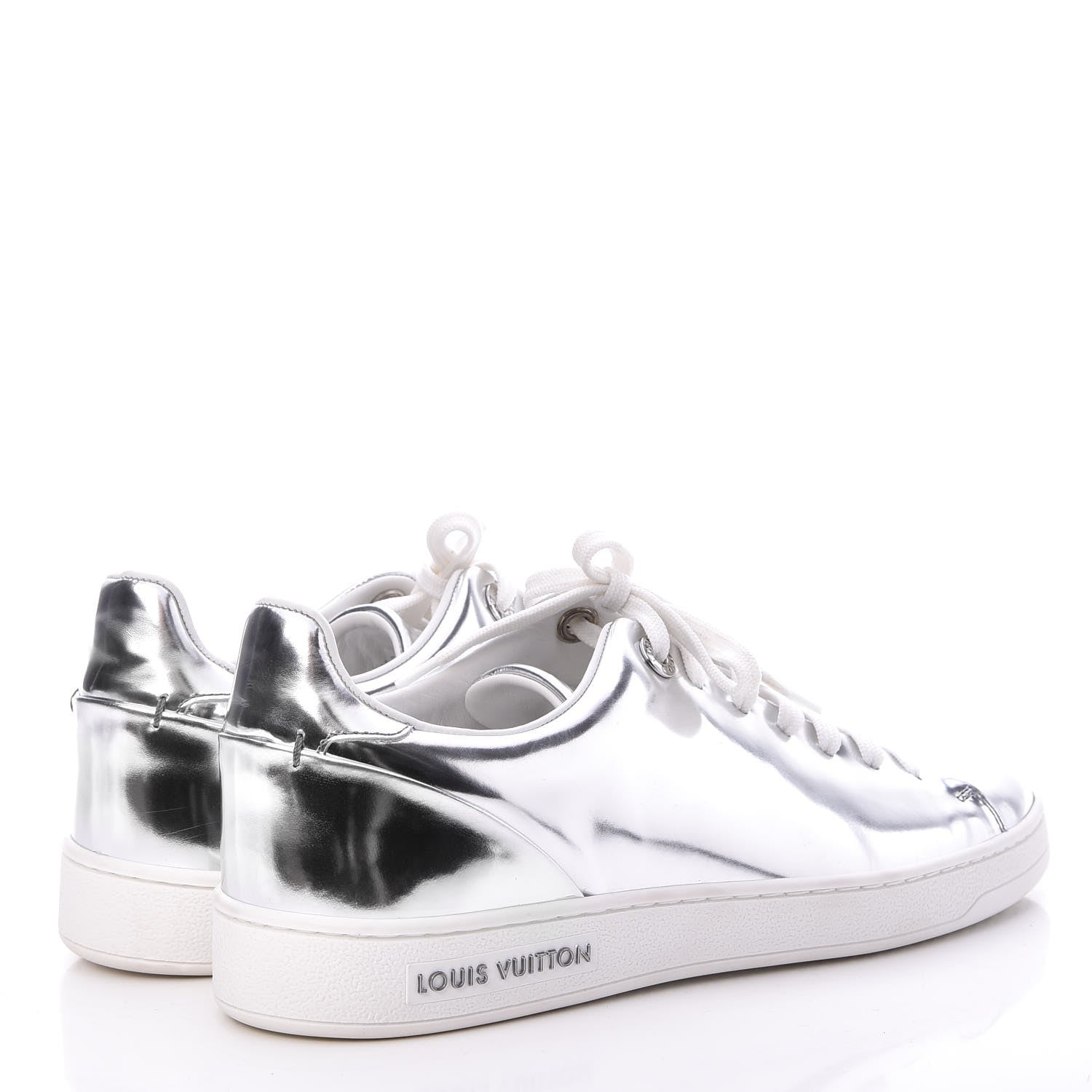 Louis Vuitton Metallic Calfskin Frontrow Sneakers 37.5 Silver 4 of 9