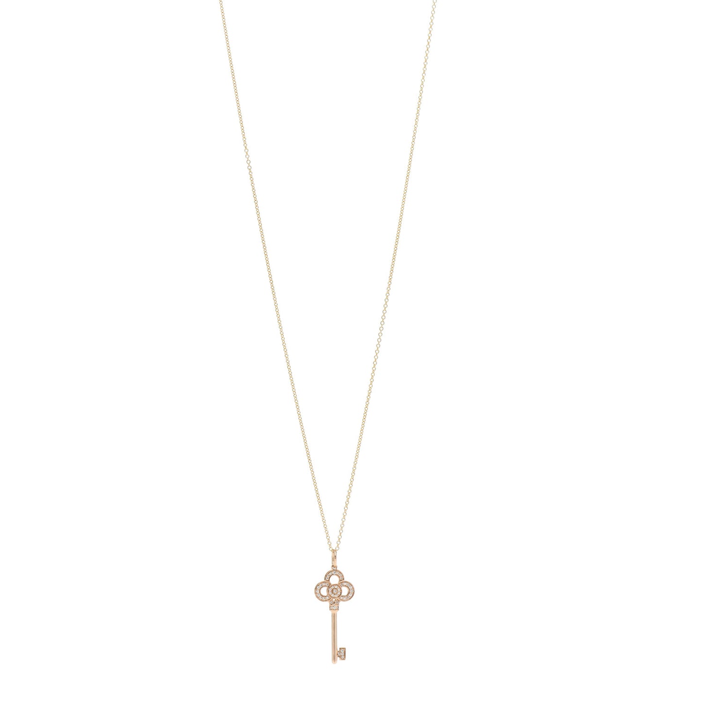 18K Rose Gold Diamond Mini Crown Key Pendant Necklace