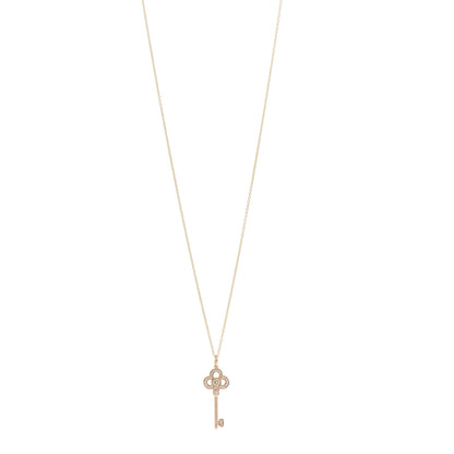 Tiffany 18K Rose Gold Diamond Mini Crown Key Pendant Necklace 1 of 5