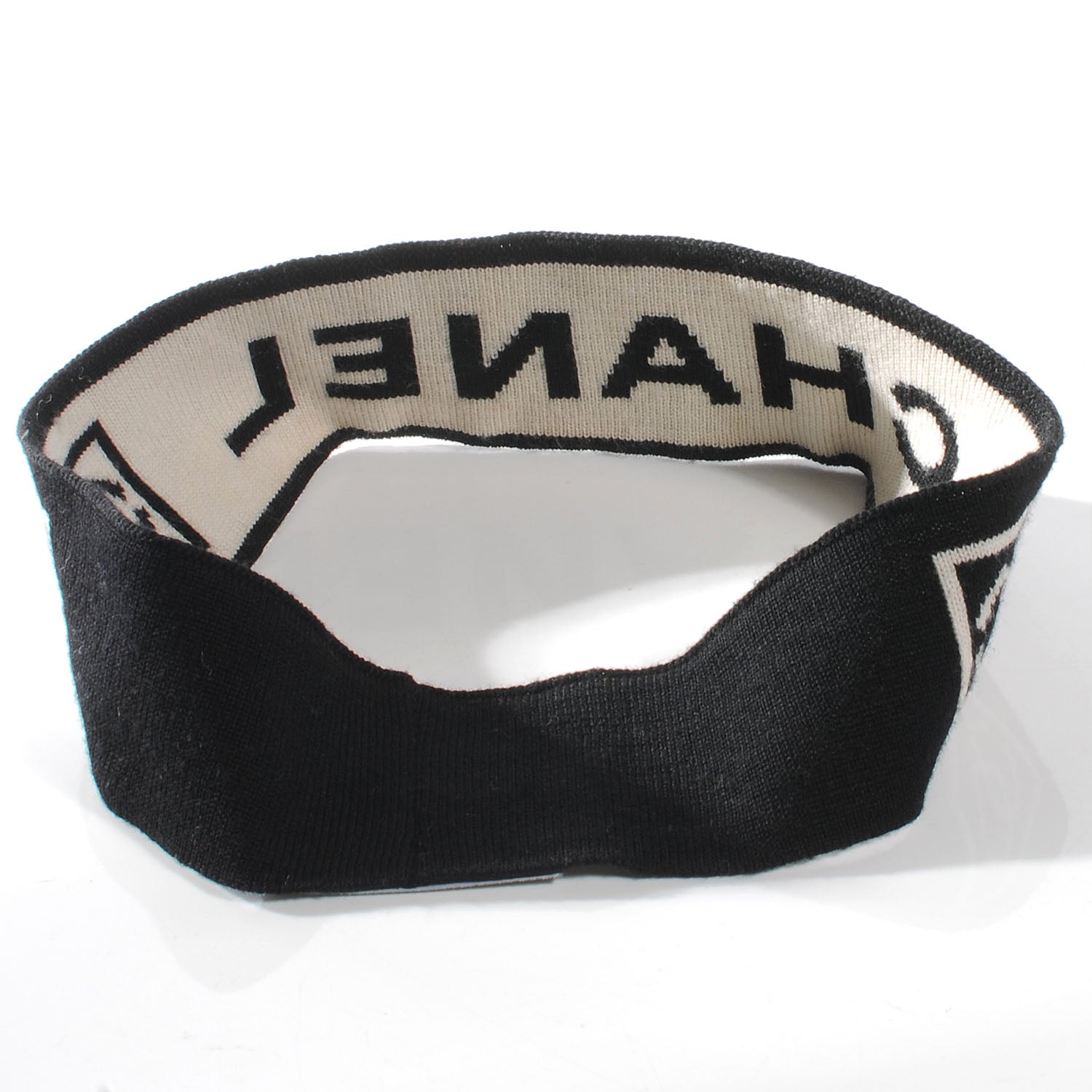 Chanel Knit CC Head Band Black Beige 4 of 5
