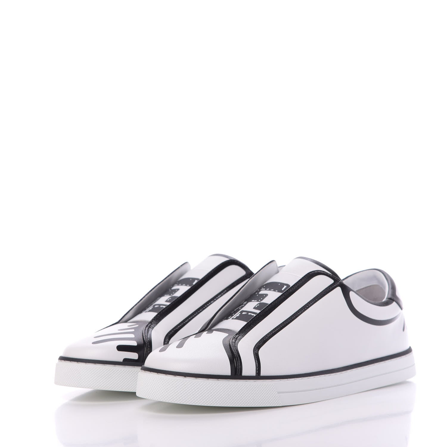 Fendi X JOSHUA VIDES Nappa Rockoclick Slip On Sneakers 37.5 Snow White Black 2 of 10