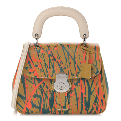 Burberry Trench Calfskin Splash Print Medium DK88 Top Handle Bag Ochre Yellow 1 of 15