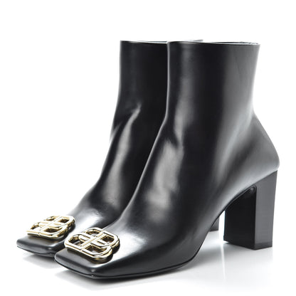Balenciaga Calfskin BB Double Square 80mm Booties 38.5 Black 3 of 10