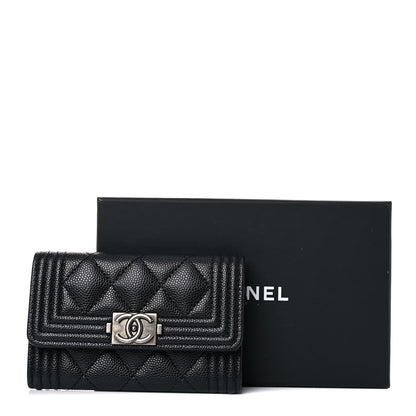 Chanel Caviar Quilted Boy Flap Card Holder Black 9 of 9