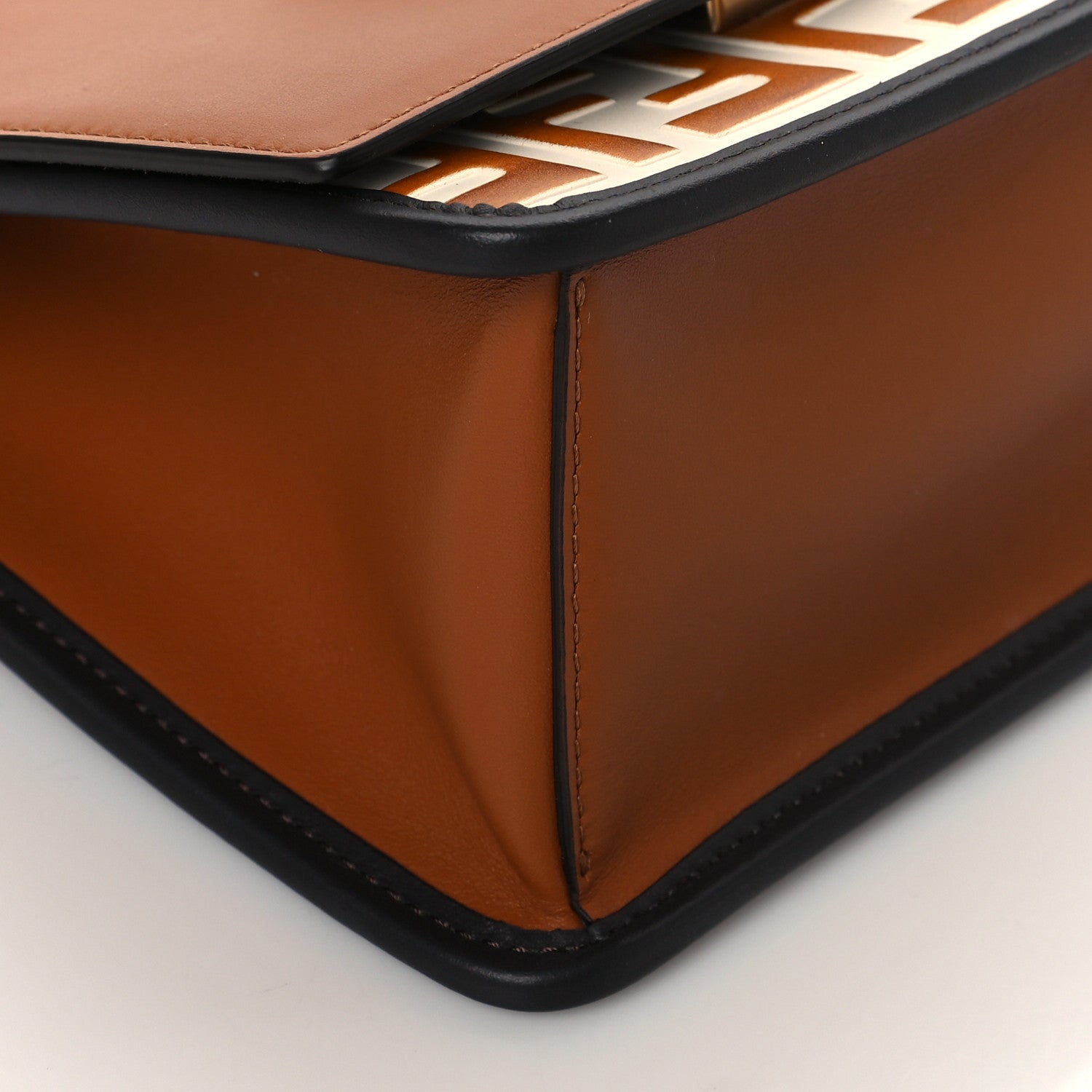 Fendi Vitello Century F is Fendi Bi-Color FF 1974 Embossed Small Kan I Shoulder Bag Camelia Saddler 9 of 10