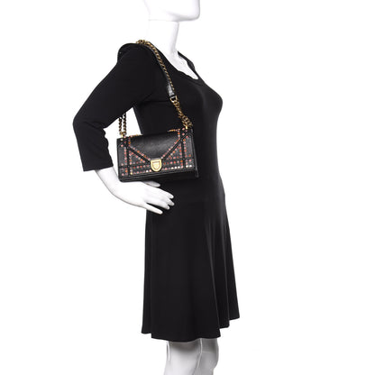 Christian Dior Calfskin Studded Small Diorama Flap Bag Black Multicolor 2 of 13