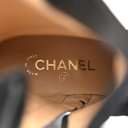 Chanel Suede Quilted CC High Boots 39 Black 7 of 8