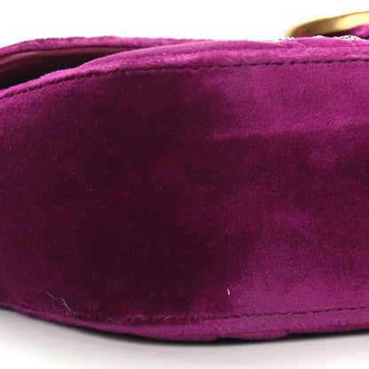 Gucci Velvet Matelasse Embroidered Mini GG Marmont Shoulder Bag Bordeaux 8 of 10