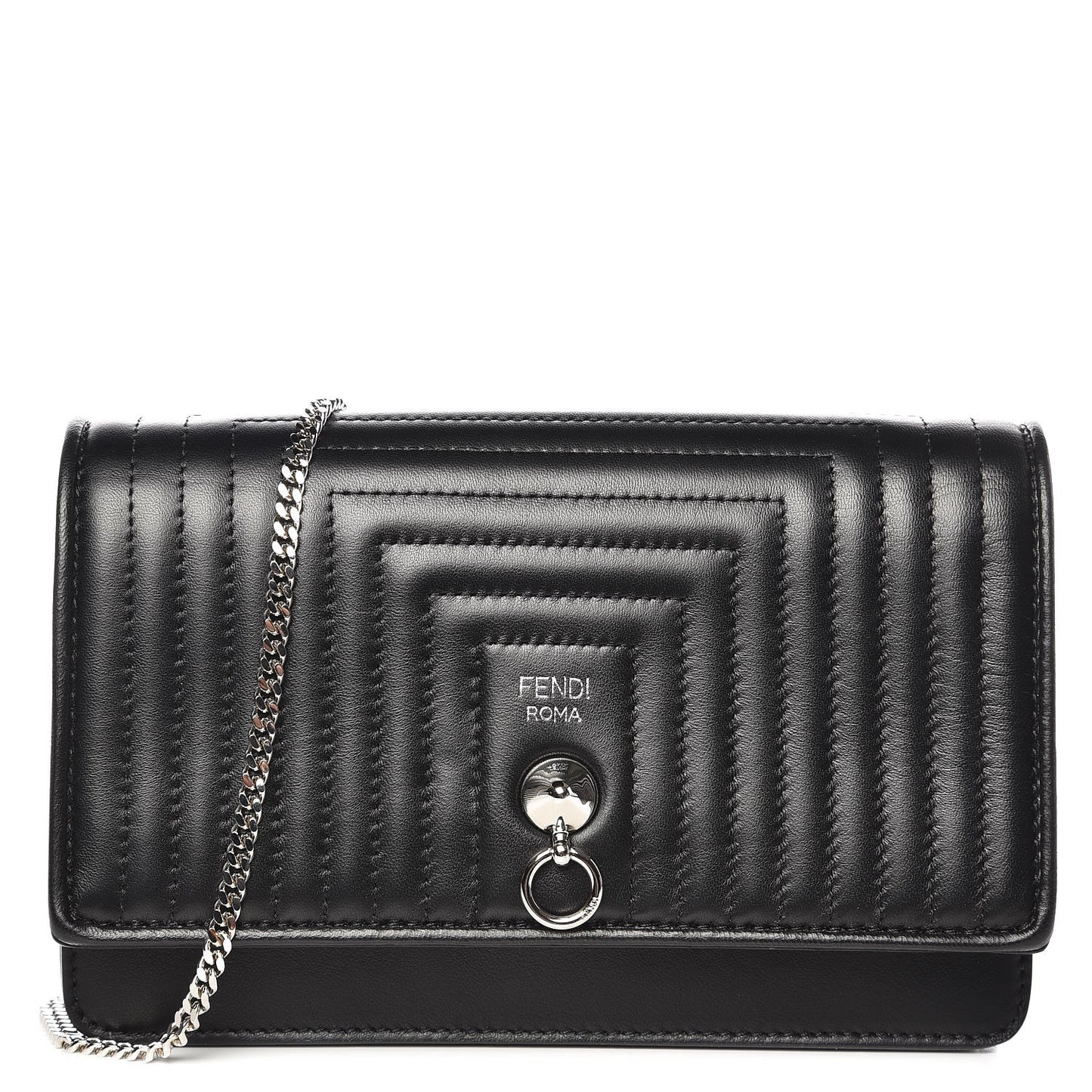 Shiny Nappa Trapuntata Dotcom Tube Wallet On Chain Black