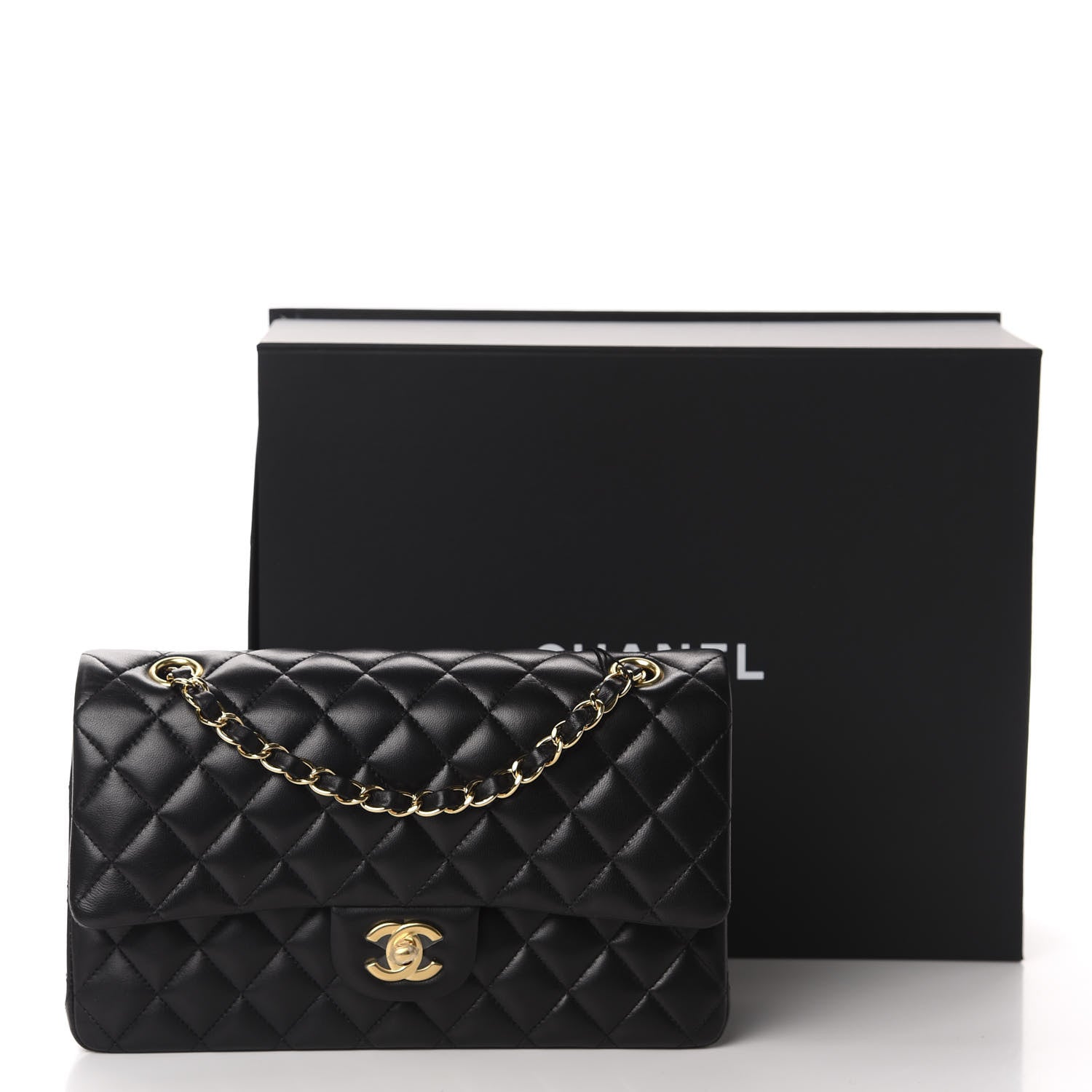 Chanel Lambskin Quilted Medium Double Flap Black 11 of 11