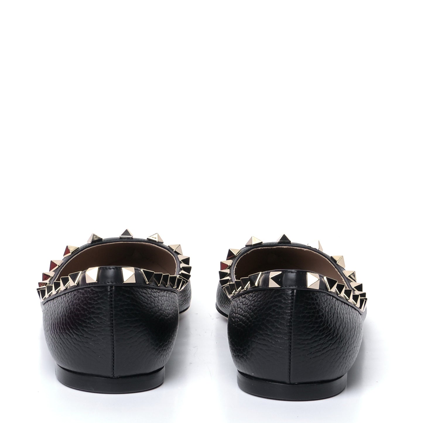 Pebbled Calfskin Rockstud Ballerina Flats 38.5 Black