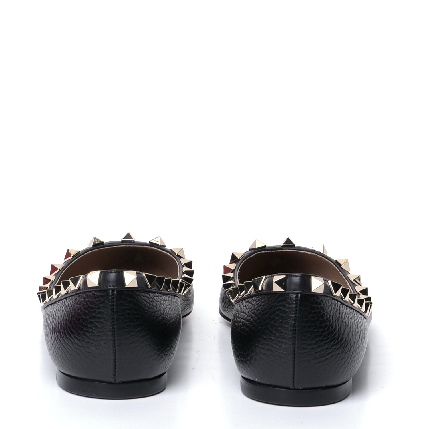 Valentino Garavani Pebbled Calfskin Rockstud Ballerina Flats 38.5 Black 4 of 8