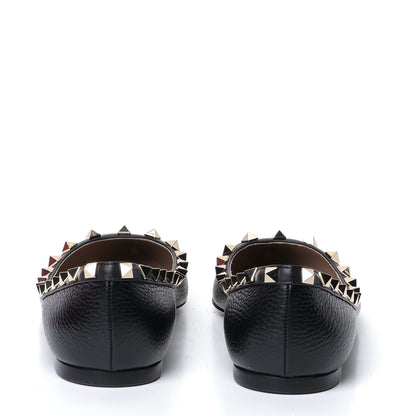 Valentino Garavani Pebbled Calfskin Rockstud Ballerina Flats 38.5 Black 4 of 8