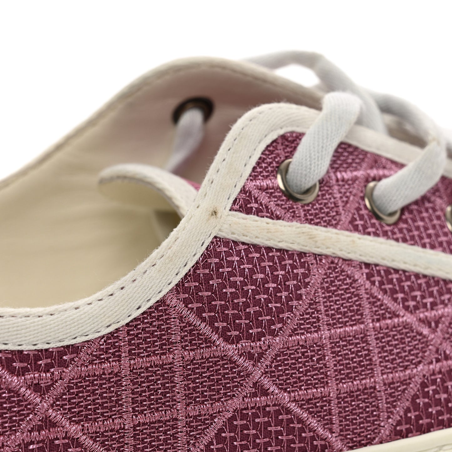 Laminated Canvas Cannage Embroidered Womens Walk'N'Dior Low Top Sneakers 38 Metal Rose