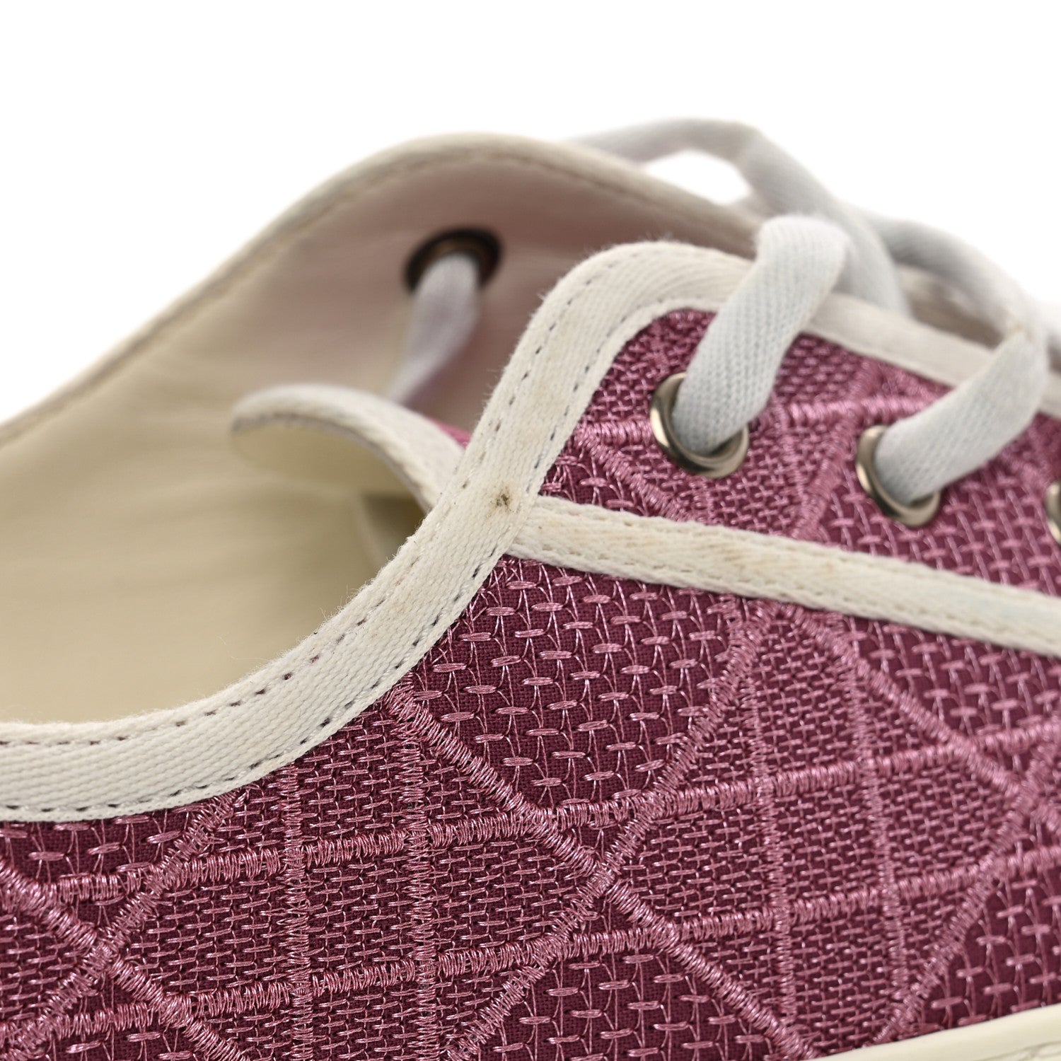 Christian Dior Laminated Canvas Cannage Embroidered Womens Walk'N'Dior Low Top Sneakers 38 Metal Rose 9 of 10