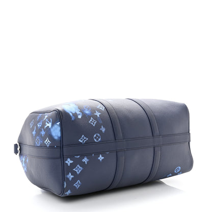Louis Vuitton Monogram Ink Watercolor Keepall Bandouliere 40 Blue 3 of 8
