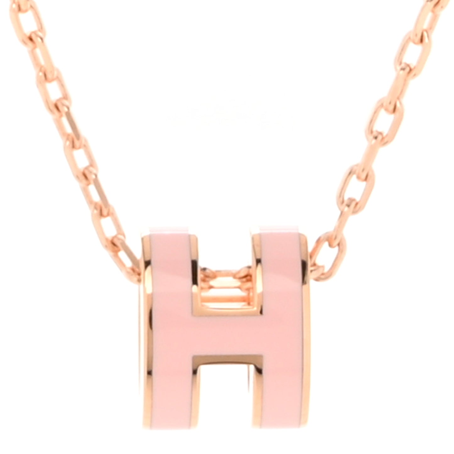 Lacquered Rose Gold Mini Pop H Pendant Necklace Rose Dragee