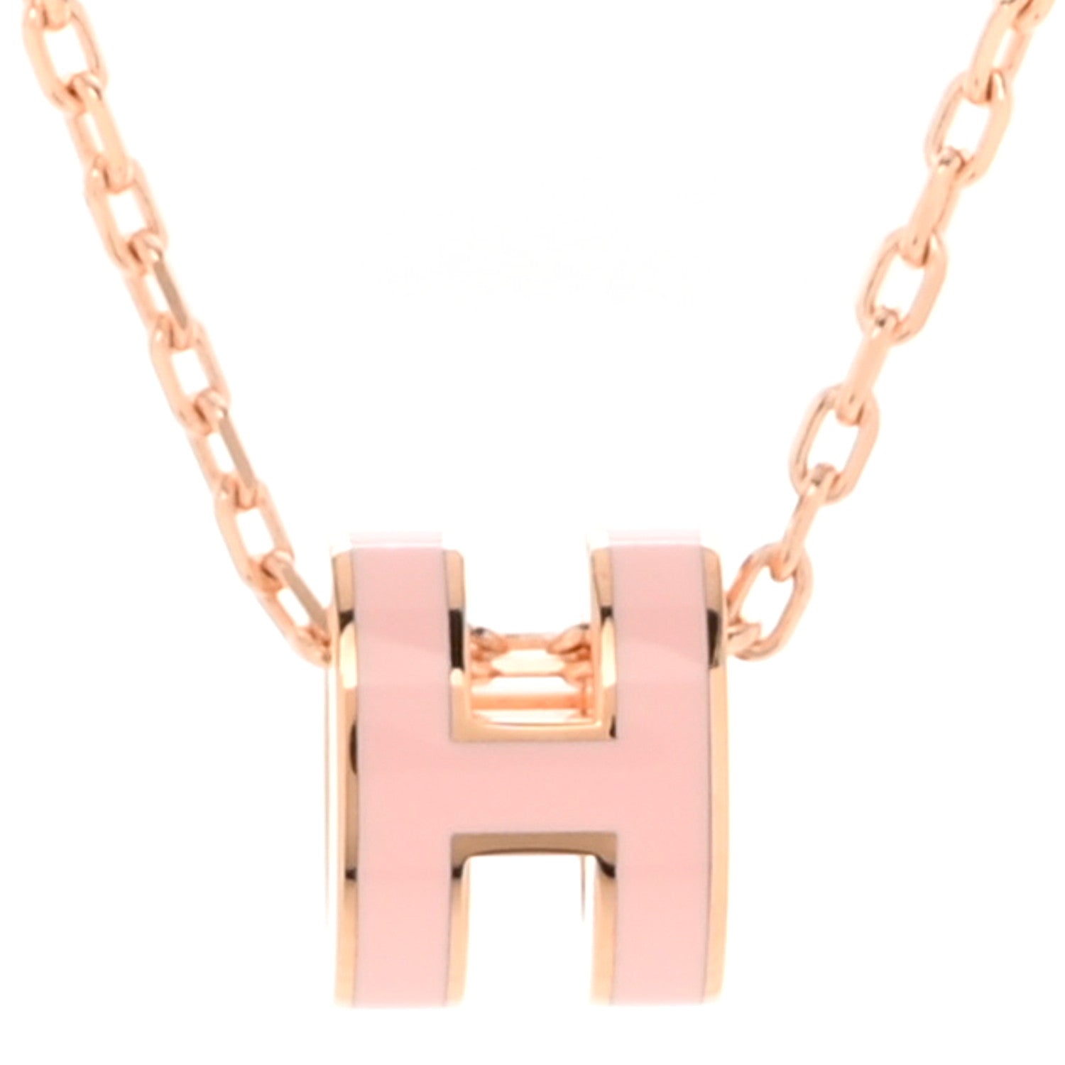 Hermes Lacquered Rose Gold Mini Pop H Pendant Necklace Rose Dragee 4 of 8