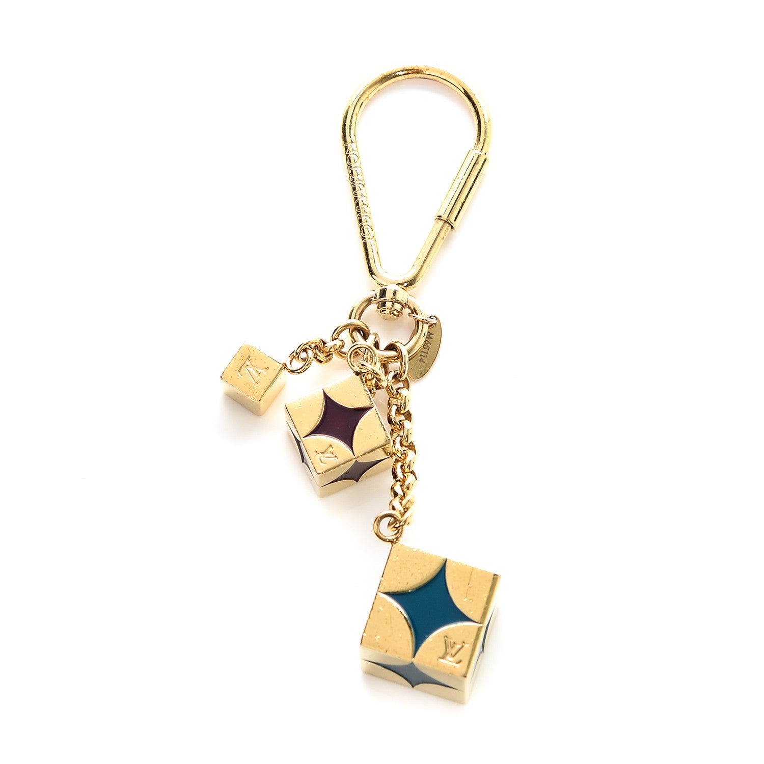 Louis Vuitton Damier Cubes Bag Charm Key Holder Gold 1 of 5